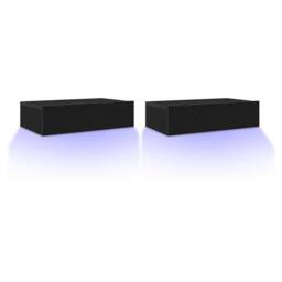 Berkfield Home TV Cabinets with LED Lights 2 pcs Black Oak 60x35x15.5 cm - thumbnail 1