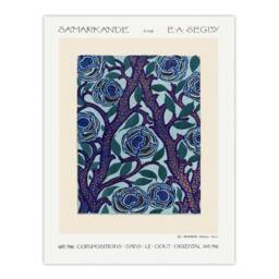Artery8 Eugene Seguy Framed Wall Art Print Vintage Rose Bush Flower Pattern in Blue - Size: A4 - thumbnail 3