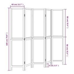 Berkfield Home Room Divider 5 Panels White Solid Wood Paulownia - thumbnail 8