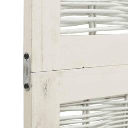 Berkfield Home Room Divider 5 Panels White Solid Wood Paulownia - thumbnail 6