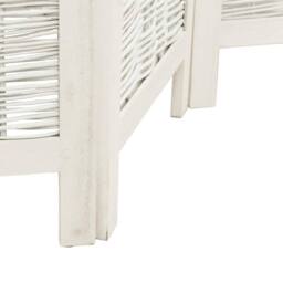 Berkfield Home Room Divider 5 Panels White Solid Wood Paulownia - thumbnail 7