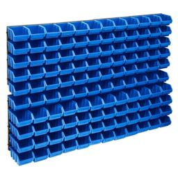Berkfield Home 128 Piece Storage Bin Kit with Wall Panels Blue & Black - thumbnail 1