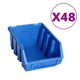 Berkfield Home 128 Piece Storage Bin Kit with Wall Panels Blue & Black - thumbnail 2