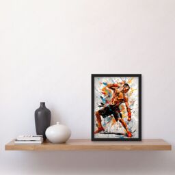 Artery8 Martial Arts Kickboxer Athlete Splat Paint Art Artwork Framed Wall Art Print A4 in Black - thumbnail 2