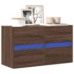 Berkfield Home TV Wall Cabinet with LED Lights Brown Oak 80x31x45 cm - Size: 80 x 31 x 45 cm - thumbnail 1