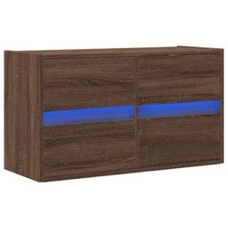 Berkfield Home TV Wall Cabinet with LED Lights Brown Oak 80x31x45 cm - Size: 80 x 31 x 45 cm - thumbnail 3