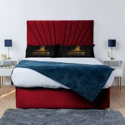 UK Bed Furniture Sunrise Divan Bed Base with 26 Inch Headboard - No Storage in Maroon - Size: Single - thumbnail 1