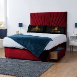 UK Bed Furniture Sunrise Divan Bed Base with 26 Inch Headboard - No Storage in Maroon - Size: Single - thumbnail 2