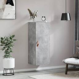 Berkfield Home Wall Mounted Cabinet Concrete Grey 34.5x34x90 cm - thumbnail 1