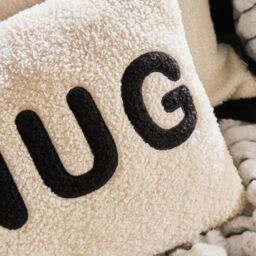 OHS Snug Slogan Soft Boucle Cushion Decorative Scatter Pillow, Monochrome in Cream - Size: 50 cm x 30 cm - thumbnail 2