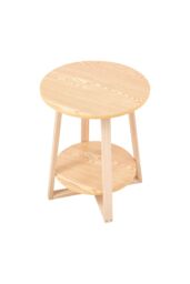Living and Home 2-Tier Round Wooden Coffee Side Table， 50cm W x 50cm D x 60cm H in Natural - Size: 50 cm W x 50 cm D x 60 cm H - thumbnail 4
