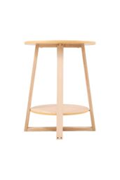 Living and Home 2-Tier Round Wooden Coffee Side Table， 50cm W x 50cm D x 60cm H in Natural - Size: 50 cm W x 50 cm D x 60 cm H - thumbnail 6