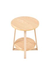 Living and Home 2-Tier Round Wooden Coffee Side Table， 50cm W x 50cm D x 60cm H in Natural - Size: 50 cm W x 50 cm D x 60 cm H - thumbnail 5