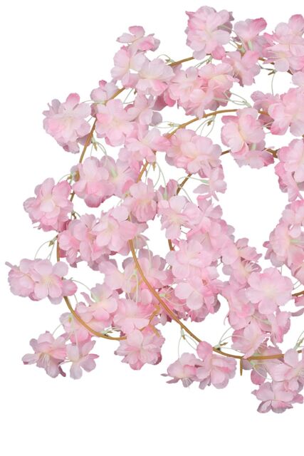 Neel Blue Artificial Silk Cherry Blossom Haning Vine - 144 Head - Baby Pink - 180cm long - image 1