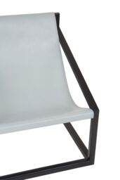 Orsina Brown Cubic Frame Chair, Leather Upholstered Armchair, Teak Wood Accent Chair For Lounge, Comfy Patio Chair in Grey - thumbnail 5