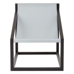 Orsina Brown Cubic Frame Chair, Leather Upholstered Armchair, Teak Wood Accent Chair For Lounge, Comfy Patio Chair in Grey - thumbnail 6