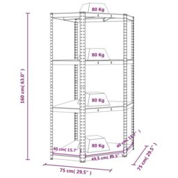 Berkfield Home 4-Layer Corner Shelf Silver Steel&Engineered Wood - thumbnail 9