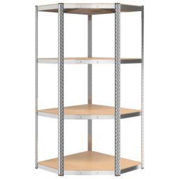 Berkfield Home 4-Layer Corner Shelf Silver Steel&Engineered Wood - thumbnail 4