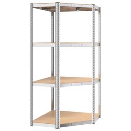 Berkfield Home 4-Layer Corner Shelf Silver Steel&Engineered Wood - thumbnail 2
