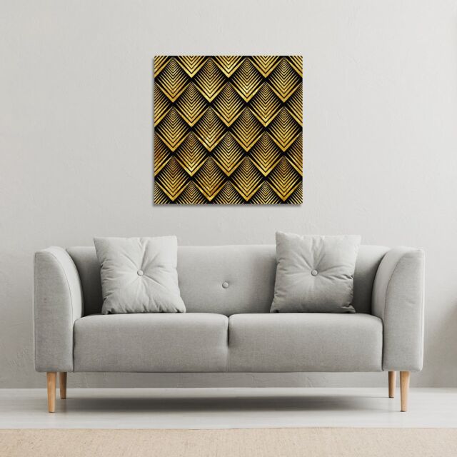 Benjamin Tate Design Golden Geometric Flower Pattern (Canvas Print) / 77 x 77 x 4cm in Natural - Size: 77 x 77 x 4 cm - image 1