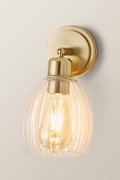 ValueLights Cheltenham Ribbed Glass Dome Adjustable Spotlight Wall Light in Gold - thumbnail 3