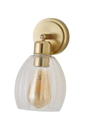 ValueLights Cheltenham Ribbed Glass Dome Adjustable Spotlight Wall Light in Gold - thumbnail 6