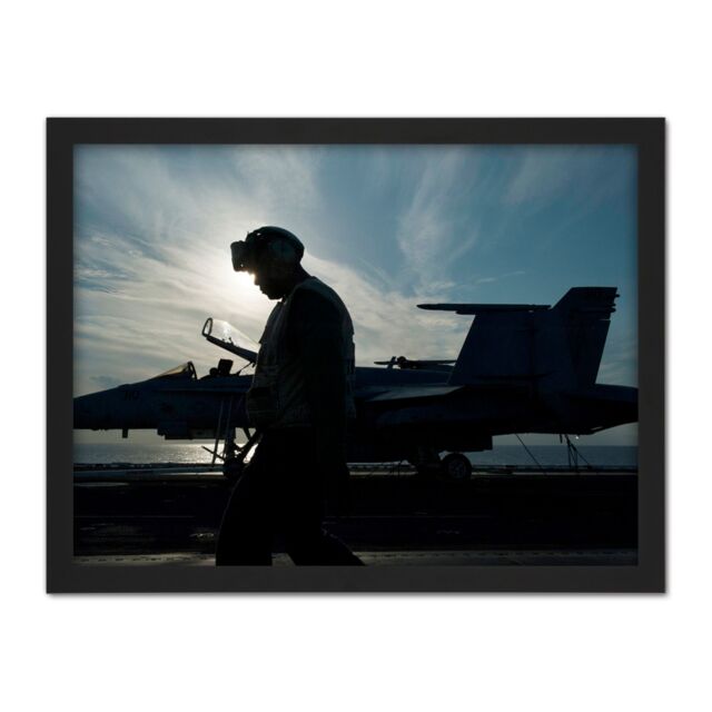 "Artery8 Wall Art Print Military USA Navy Aviation Structural Mechanic Photo Large Framed Wall Décor Art in Black - Size: W18"" x H24""" - image 1