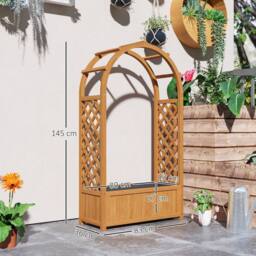 STILVORA Raised Garden Bed with Trellis 83 x 36 x 145 cm in Brown - thumbnail 4