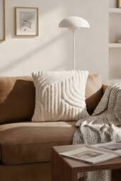 Living and Home 3D Wave Textured Plush Throw Pillow Cover in Beige - thumbnail 2