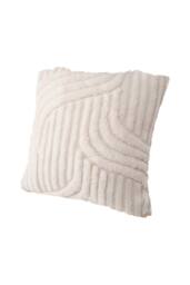 Living and Home 3D Wave Textured Plush Throw Pillow Cover in Beige - thumbnail 4