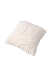 Living and Home 3D Wave Textured Plush Throw Pillow Cover in Beige - thumbnail 5