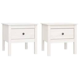 Berkfield Home Side Tables 2 pcs White 50x50x49 cm Solid Wood Pine - Size: 50 x 50 x 49 cm - thumbnail 2