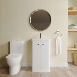 Balterley Floor 2 Door Bathroom Vanity Unit, Tap & Toilet Pack, White, 479mm in White - thumbnail 2