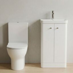 Balterley Floor 2 Door Bathroom Vanity Unit, Tap & Toilet Pack, White, 479mm in White - thumbnail 7