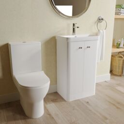 Balterley Floor 2 Door Bathroom Vanity Unit, Tap & Toilet Pack, White, 479mm in White - thumbnail 4