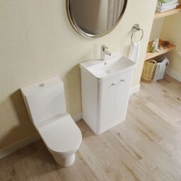 Balterley Floor 2 Door Bathroom Vanity Unit, Tap & Toilet Pack, White, 479mm in White - thumbnail 3