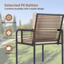 Costway 3 Pieces Patio Wicker Bistro Set Outdoor Dining Set w/ Cushions in Brown - thumbnail 3