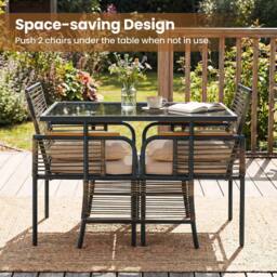 Costway 3 Pieces Patio Wicker Bistro Set Outdoor Dining Set w/ Cushions in Brown - thumbnail 9