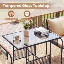 Costway 3 Pieces Patio Wicker Bistro Set Outdoor Dining Set w/ Cushions in Brown - thumbnail 5