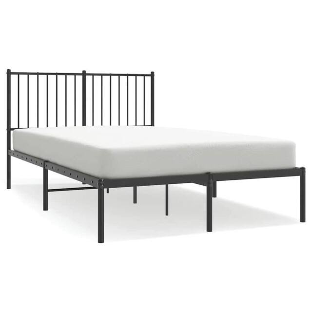 Berkfield Home Metal Bed Frame with Headboard Black 120x190 cm Small Double - image 1