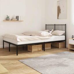 Berkfield Home Metal Bed Frame with Headboard Black 120x190 cm Small Double - thumbnail 2