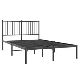 Berkfield Home Metal Bed Frame with Headboard Black 120x190 cm Small Double - thumbnail 3