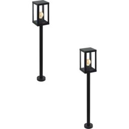 Loops 2 PACK IP44 Outdoor Bollard Light Black Zinc Plated Steel 1x 60W E27 Post