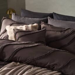 OHS Tufted Contour Bedding Set Duvet Cover with Pillowcase in Brown - Size: Double - thumbnail 2