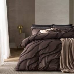 OHS Tufted Contour Bedding Set Duvet Cover with Pillowcase in Brown - Size: Double - thumbnail 1