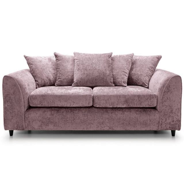 Furnishings For Less UK Monaco Chenille Fabric 3 Seater Sofa Scatter Back Curved Arm in Pink - image 1