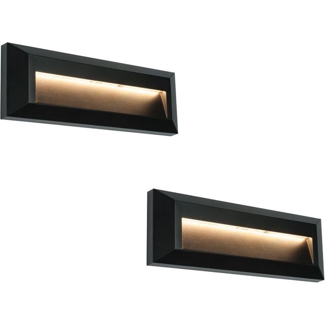 Loops 2 PACK Outdoor Pathway Guide Light - Indirect 2W Warm White LED - Black ABS - image 1