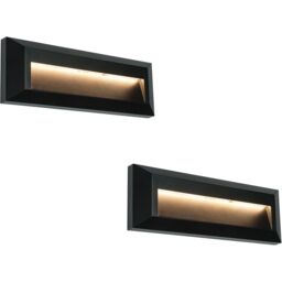 Loops 2 PACK Outdoor Pathway Guide Light - Indirect 2W Warm White LED - Black ABS - thumbnail 1