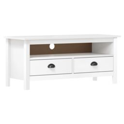 Berkfield Home TV Cabinet Hill White 110x40x47 cm Solid Pine Wood - Size: 110 x 40 x 47 cm