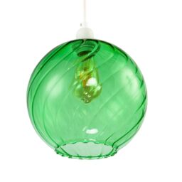 Happy Homewares Chic Emerald Green Circular Fluted Glass Ceiling Pendant Light Shade - thumbnail 3